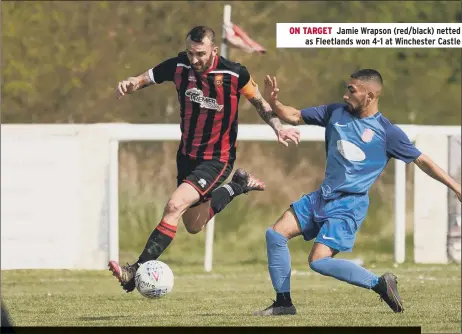  ?? ?? ON TARGET Jamie Wrapson (red/black) netted as Fleetlands won 4-1 at Winchester Castle