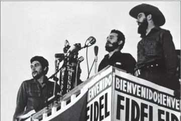  ??  ?? File photo shows Cuban leader Fidel Castro (centre) delivers a speech next to Camilo Cienfuegos (right) and Ernesto Che Guevara (left) in Havana.