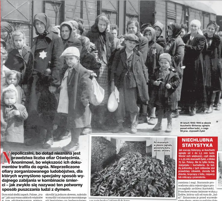  ??  ?? Po straconych w obozie zagłady pozostały buty, odzież, okulary...
W latach 1940–1945 w obozie Auschwitz-birkenau zginęło ponad milion ludzi, z czego 90 proc. stanowili Żydzi