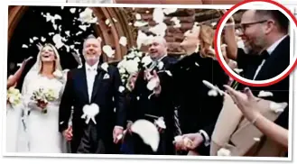  ?? ?? ALL AT SEA: Lady Mone during her summer cruise, top. Above: Anthony Page, PPE Medpro’s owner, circled, at Lady Mone’s wedding in 2020