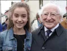  ??  ?? Harpist Mollie Carroll with President Higgins.