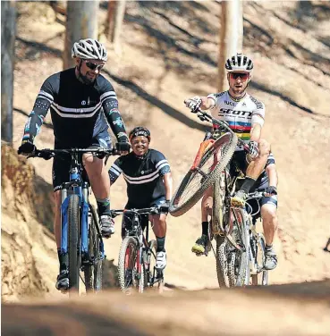  ?? Picture: Supplied ?? There doesn’t seem to be a lot to cycling champion Nino Schurter, right, but he’s worth his weight in gold.