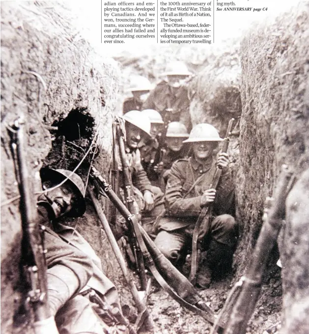  ?? SUPPLIED ?? Troops from the Edmonton-based Princess Patricia’s Canadian Light Infantry try to relax in a cramped First World War trench.