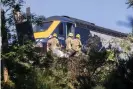 ?? Photograph: Newsline Media ?? Emergency services at the scene of the derailment.