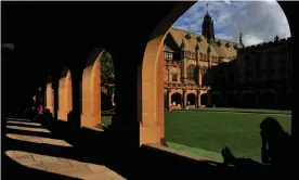  ?? Photograph: Paul Miller/AAP ?? The quadrangle at The University of Sydney. Australian university leaders are working with security agencies to update guidelines to guard against foreign interferen­ce.