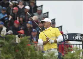  ?? JON SUPER - THE ASSOCIATED PRESS ?? Brooks Koepka of the United States plays from the 3rd tee during the final round of the British Open Golf Championsh­ips at Royal Portrush in Northern Ireland, Sunday, July 21, 2019.