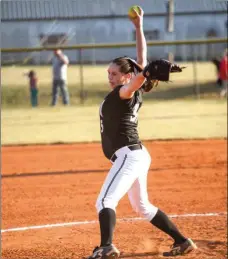  ?? File-CAMERON FLAISCH / For the Calhoun Times ?? Calhoun's Emily Mitchell delivers to the plate during a game earlier this season.