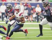  ?? Brett Coomer/Houston Chronicle ?? New England Patriots wide receiver Jakobi Meyers runs a crossing route against Houston Texans on Oct. 10, 2021, in Houston.