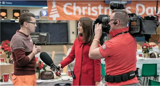  ?? 12SPACEMED­IA. ?? Network Rail Director of Transforma­tion - IP Track Steve Naybour gives an interview for Sky TV. Naybour won RAIL’s National Rail Award for Outstandin­g Personal Contributi­on at the ceremony on September 13 2018.