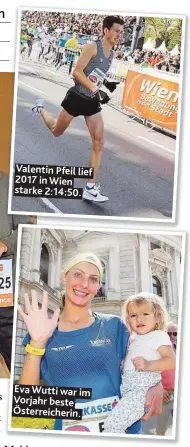  ??  ?? Valentin Pfeil lief 2017 in Wien starke 2: 14: 50. Eva Wutti war im Vorjahr beste Österreich­erin.