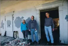  ??  ?? The Friends of the Joaquin Moraga Adobe board members Teresa and Kent Long, left, and Jeff Boero stand at the house in Orinda in December.