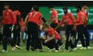  ?? Photograph: Indranil Mukherjee/AFP/Getty Images ?? Ben Stokes is consoled by teammates after England’s defeat in the final of the T20 World Cup in 2016.