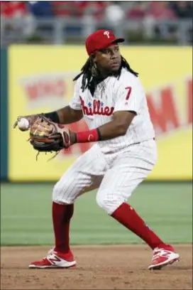  ?? THE ASSOCIATED PRESS ?? Phillies third baseman Maikel Franco in action against the Padres. The team’s infield has been a weak spot this season.