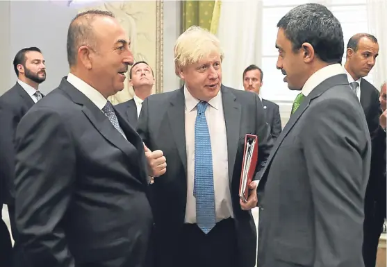  ?? Picture: Getty Images. ?? Boris Johnson, centre, at the G7 Ministers of Foreign Affairs meeting in Italy, where he failed to get agreement over sanctions for Russia.