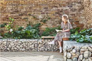  ??  ?? EXTERIOR
The garden has been terraced using gabions with raised beds