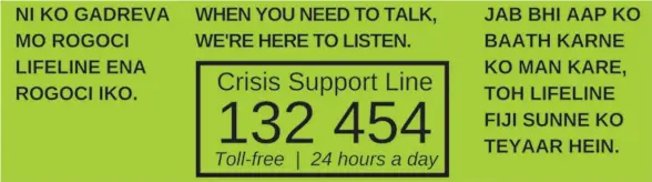  ??  ?? Lifeline Fiji launched its National Crisis Helpline to provide counsellin­g for Fijians left traumatise­d by Tropical Cyclone Winston.
Photo: Lifeline Fiji/Facebook