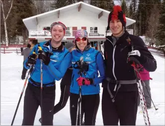  ??  ?? Okanagan cross-country skiers Justin Sigal, left, Tracey Melesko, centre, and Francis Stanley are preparing to compete in the Special Olympics World Winter Games in Austria next week.