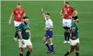  ?? David Rogers/Getty Images ?? Referee Nic Berry came under attack from Rassie Erasmus after the first Test of the Lions tour of South Africa in July. Photograph:
