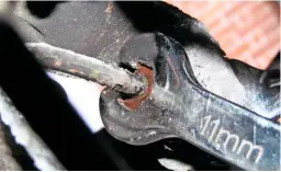  ??  ?? You have less risk of damaging a brake pipe union if you use a dedicated brake pipe spanner to disconnect the lines, prior to removing a caliper.