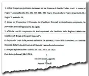  ??  ?? Il documento L’ordinanza di sequestro dei terreni di Gualdo Tadino firmata un mese fa: l’area è stata affidata alla custodia temporanea della presidenza della Regione Umbria