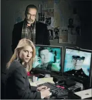  ??  ?? Claire Danes, foreground, and Mandy Patinkin star on Homeland. Canadian-born actor Diego Klattenhof­f plays
Maj. Mike Faber on the show,