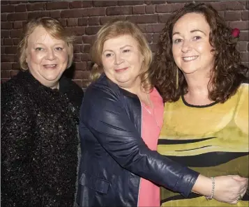  ??  ?? Ethel Newton, Antoinette Lynch and Angela Hore having a good night at the benefit gig in The Crown Bar by The Department of Chancery in aid of Wexford Women’s Refuge.