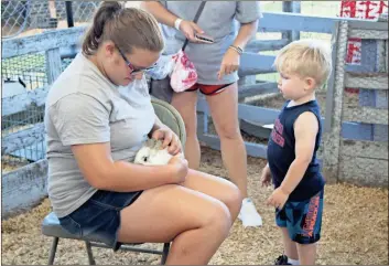  ?? / Kevin Myrick ?? Animal lovers of all ages enjoyed getting to sit with rabbits at the Polk County Fairground­s during the weeklong event.