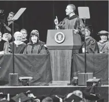  ?? PAT SHANNAHAN/THE REPUBLIC ?? President Barack Obama speaks to ASU’s graduating seniors in May 2009.