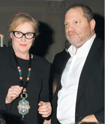  ?? PHOTO D’ARCHIVES, WENN ?? Meryl Streep photograph­iée aux côtés d’Harvey Weinstein en 2012.