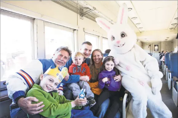  ?? Railroad Museum of New England / Contribute­d photo ?? Above and below, the Railroad Museum of New England in Thomaston welcomes the Easter Bunny on weekends this month.