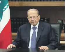  ??  ?? Lebanon’s President Michel Aoun addresses the nation from Baabda Palace on Thursday