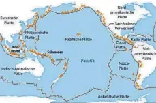  ?? FOTO: DPA-INFOGRAFIK GMBH ?? Der Pazifische Feuerring ist eine der geologisch aktivsten Regionen der Erde.