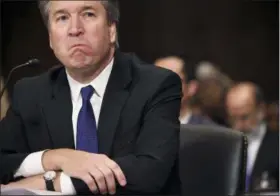  ?? ASSOCIATED PRESS ?? Supreme court nominee Brett Kavanaugh testifies before the Senate Judiciary Committee on Capitol Hill in Washington Thursday. The federal judge gave a tearful, emotional rebuttal to accusation­s he assaulted a woman while in high school.