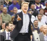  ?? NHAT V. MEYER — STAFF ARCHIVES ?? The Warriors’ Steve Kerr says of Celtics coach Brad Stevens: “One of the reasons he’s so smart is he doesn’t think he knows everything.”