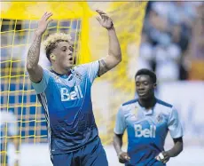  ?? THE CANADIAN PRESS/FILES ?? Vancouver Whitecaps’ Erik Hurtado, front left, has come back from injury to score a huge goal against Kansas City.
