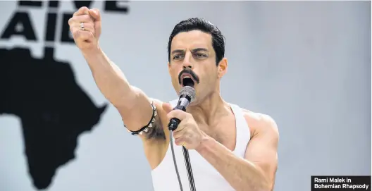  ??  ?? Rami Malek in Bohemian Rhapsody