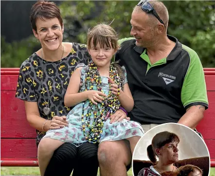  ?? DAVID UNWIN/STUFF ?? Child Cancer ambassador Addie Torok doesn’t remember her illness. Mum and dad Tracy and Rob carry the scars.