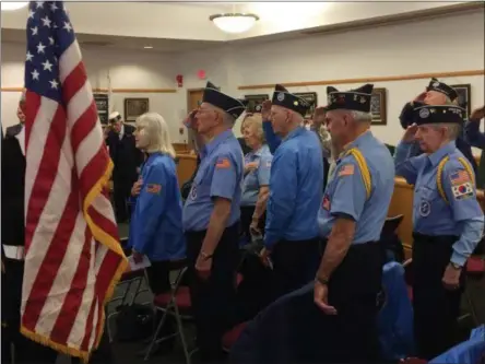  ?? PAUL POST — DIGITAL FIRST MEDIA ?? Korean War veterans turned out Tuesday for ceremonies to honor the late Jack Downing, who served in Korea with the army.