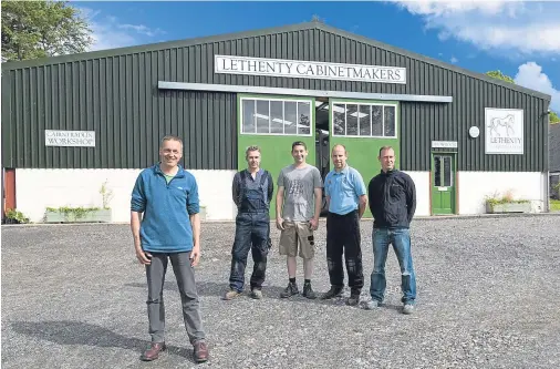  ??  ?? BASE: From left: Graeme Winram, Calum Fraser, Philip Pratt, Sandy Raffan and Steve Gordon at Lethenty Cabinetmak­ers, near Blackburn