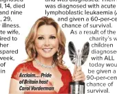  ??  ?? Acclaim… Pride of Britain host Carol Vorderman