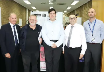  ??  ?? Australian Electoral Commission divisional office manager Darren McNair (right) with candidates (from left) Russell Broadbent, Michael Fozard, William Hornstra and John Verhoeven after the ballot draw last week.