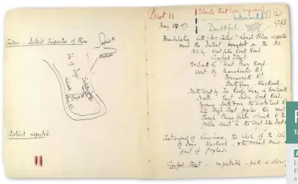  ??  ?? Detail from a police notebook describing Garford Street in Limehouse, East London