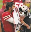  ?? Tony Avelar / Associated Press ?? Jimmy Garoppolo finished Sunday’s game with 259 yards passing and two touchdowns.