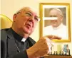  ??  ?? Cardinal Kevin Farrell, head of the Vatican’s family and laity office, talks during an interview with the Associated Press on Tuesday in Rome.