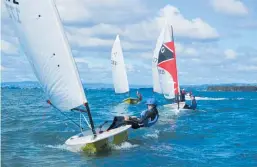  ?? ?? A fun finish to junior summer sailing with Katikati Boating Club.