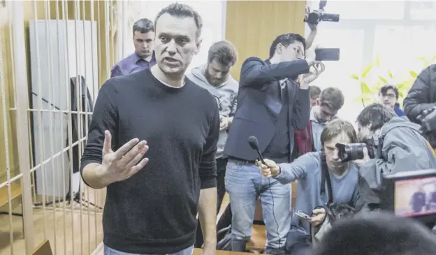  ?? PICTURE AP ?? 0 Alexei Navalny speaks a court room in Moscow yesterday. He was on his way to a protest when police picked him up on Monday