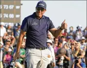  ?? AP 2021 ?? Phil Mickelson, giving the thumbs-up after winning the PGA Championsh­ip last year, criticized the PGA Tour over the way it handles players’ media rights.