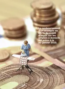  ??  ?? Le remboursem­ent d’un acompte de 60 % du crédit d’impôt sur les emplois à domicile est prévu à la mi-janvier 2019.