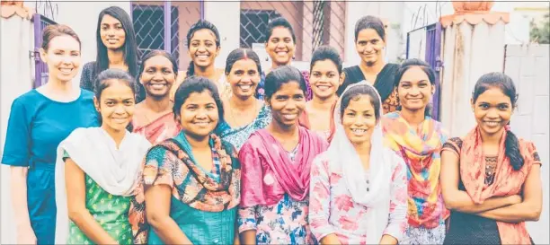  ??  ?? Ana Wilkinson-Gee with some of the Holi Boli sewing team in rural India.