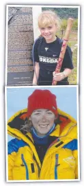  ?? ?? Alyssa Azar’s snap of Everest Base Camp after summiting Mount Everest in 2016 (as the youngest Australian to do so), top left; on Everest’s summit in 2018, centre; her team climbing the final ridge that same year; aged eight, on the Kokoda Track in 2005, above, which she walked with her dad, Glenn; and Azar in May 2016 between camp two and camp three on Mount Everest.